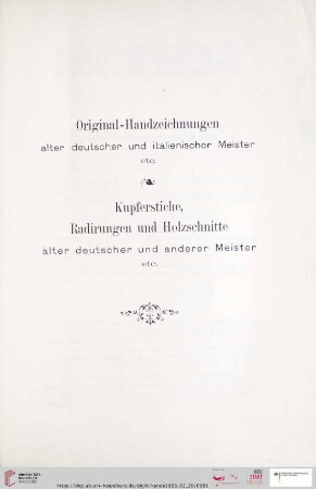 Original-Handzeichnungen alter Meister (Nr. 286 - 394)