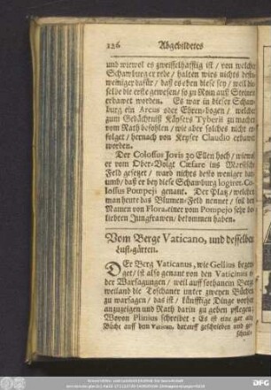 Vom Berge Vaticano, und desselben Lust-gärten.