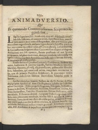 Animadversio, Qui Et quomodo Controversiarum Scriptores legendi sint.