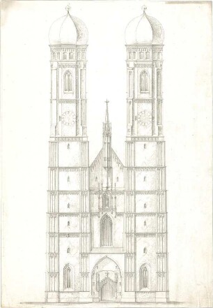 Lange, Ludwig; München; Frauenkirche, Regotisierung - Westfassade (Ansicht)