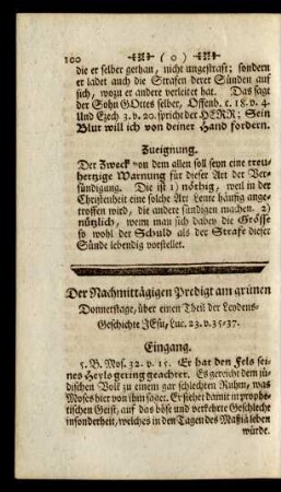 Der Nachmittägigen Predigt am grünen Donnerstage, über einen Theil der Leydens-Geschichte JEsu, Luc. 23. v. 35-37.