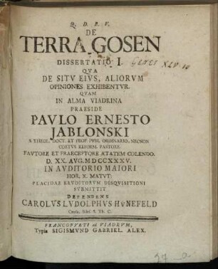 Dissertatio 1: De situ eius, aliorum opiniones