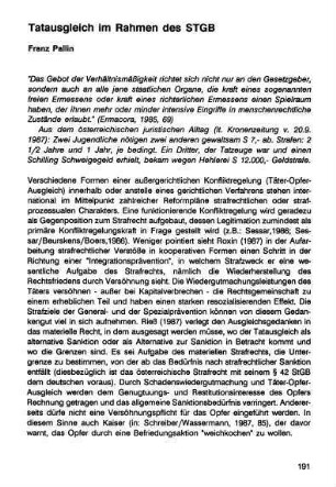 191-200, Tatausgleich im Rahmen des StGB