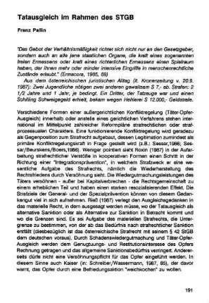 191-200, Tatausgleich im Rahmen des StGB