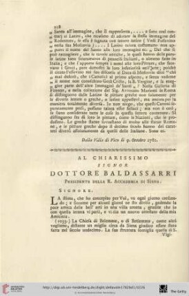 Al chiarissimo Signor Dottore Baldassarri