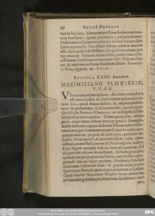 Epistola XXIII. Bruxellam. Maximiliano Plowierio, V. N. & A.