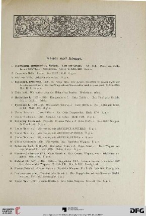 Kaiser und Könige (Nr. 1-294)