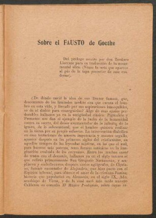 Sobre el Fausto de Goethe