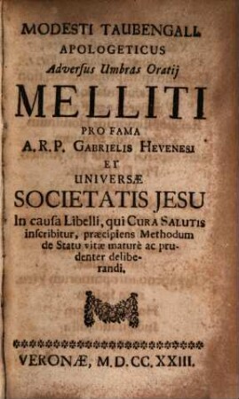 Apologeticus adversus umbras Oratii Melliti