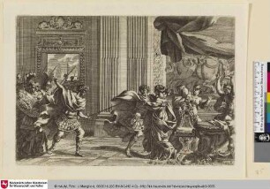 [Caracalla ermordet seinen Bruder Geta in den Armen ihrer Mutter; L'Assassinat de Géta par Caracalla]