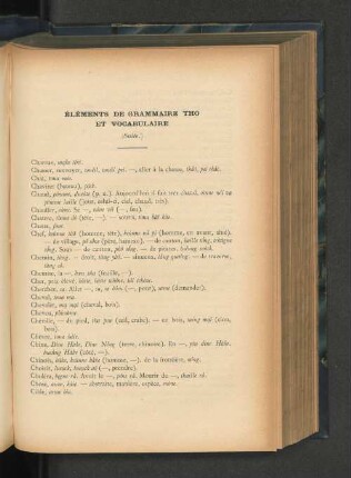Elements de grammaire Tho et vocabulaire