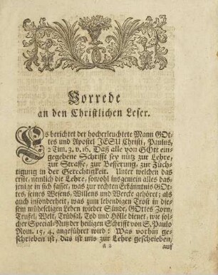 Vorrede an den Christlichen Leser