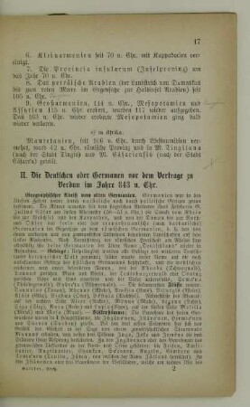 II. Die Deutschen oder Germanen vor dem Vertrage zu Verdun im Jahre 843 n. Chr.