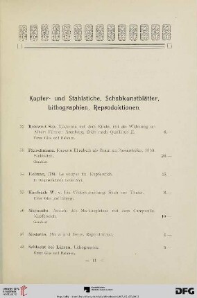 Kupfer- und Stahlstiche, Schabkunstblätter, Lithographien, Reproduktionen (Nr. 52-62)