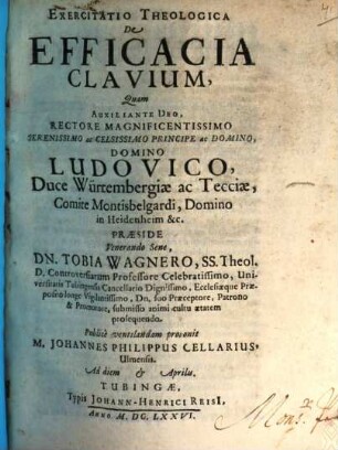 Exercitatio theologica de efficacia clavium