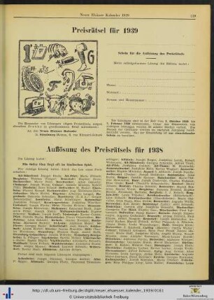 Preisrätsel für 1939.