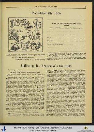 Preisrätsel für 1939.