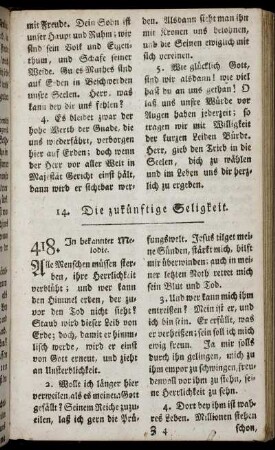 14. Die zukünftige Seligkeit [Num. 418-438] – 15. Allgemeine Landesbedürfnisse [Num. 439-447]