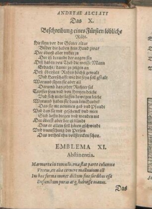 Emblema XI. Abstinentia.
