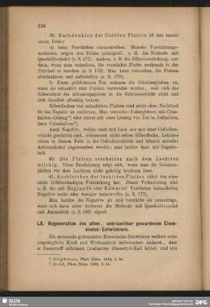 LX. REgeneration des alten, unbrauchbar gewordenen Eisenoxalat-Entwicklers