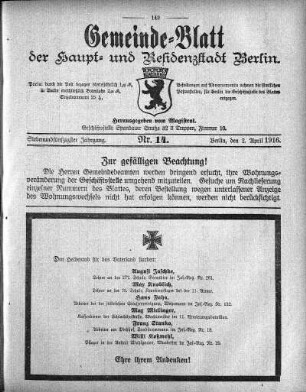 1916,14: Nr. 14, 2. April 1916