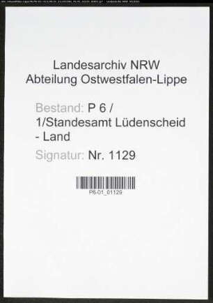 Heiratsregister Standesamt Lüdenscheid-Land