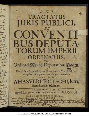 Tractatus Iuris Publici, De Conventibus Deputatorum Imperii Ordinariis