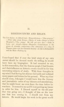 II. Reminiscences and relics