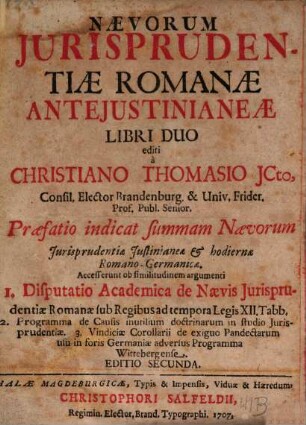 Nævorum Jurisprudentiæ Romanæ Antejustinianæ Libri Duo