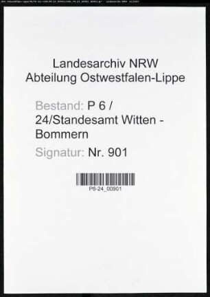 Sterberegister Standesamt Witten-Bommern