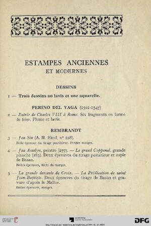 Estampes Anciennes et Modernes (Nr. 1-64)