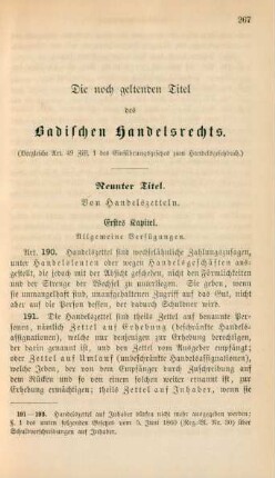 Die noch geltenden Titel des Badischen Handelsrechts