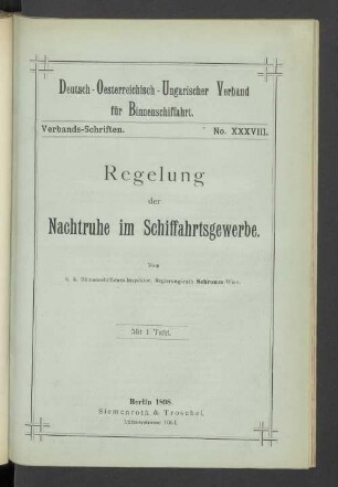 Regelung der Nachtruhe im Schiffahrtsgewerbe