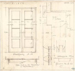 Fischer, Theodor; München; Haus Milker - Windfang (Ansicht, Schnitt, Details)