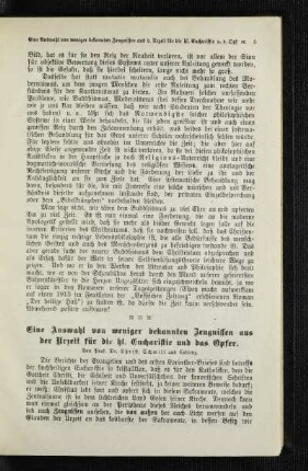 ¬Eine¬ Auswahl von weniger bekannten Zeugnissen aus der Urzeit für die hl. Eucharistie und das Opfer