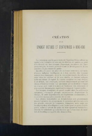 Création D'Un Syndicat D'Études Et D'Entreprises A Hong-Kong.