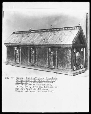 Viktorschrein, Stirn- und Längsseite mit den Aposteln Jakobus, Thomas und Simon