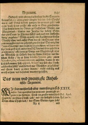 Das neun und zwentzigste Anhaltische Argument.