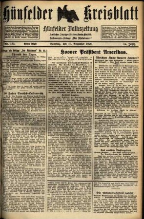 Erste Ausgabe vom Samstag, den 10. November 1928.