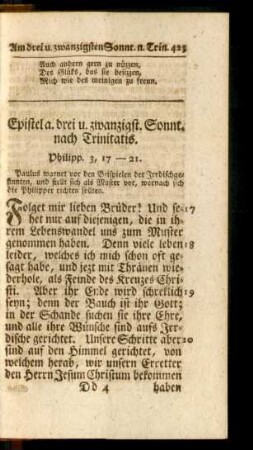 Epistel a. drei u. zwanzigst. Sonnt. nach Trinitatis