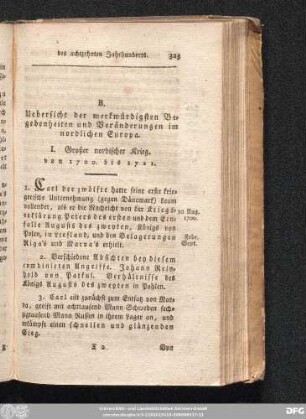 B. Uebersicht der merkwürdigsten Begebenheiten und Veränderungen im nordischen Europa.