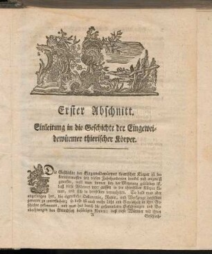 Erster Abschnitt. Einleitung in die Geschichte der Eingeweidewürmer thierischer Körper