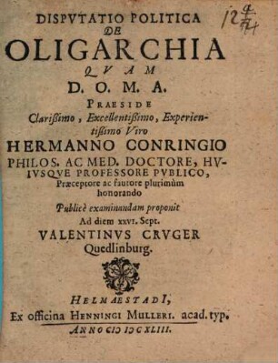 Disputatio Politica De Oligarchia