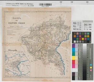 Posen (Provinz) Übersichtskarte mit Demarkationslinie vor 1849 1 : 800 000 35,5 x 37 Druck (unvollst.) Benkhausen