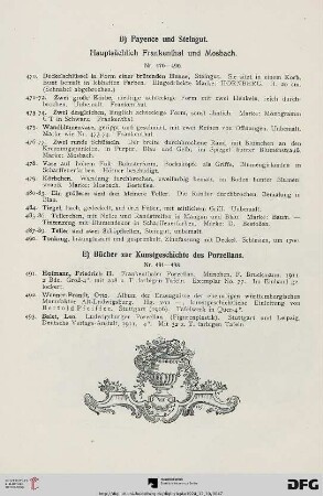 E) Bücher zur Kunstgeschichte des Porzellans. (Nr. 491-493)