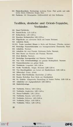 Textilien, deutsche und Orient-Teppiche, Verbinder (Nr. 635-727)