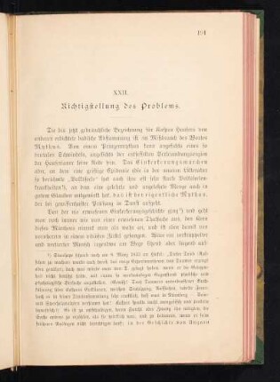 XXII. Richtigstellung des Problems.