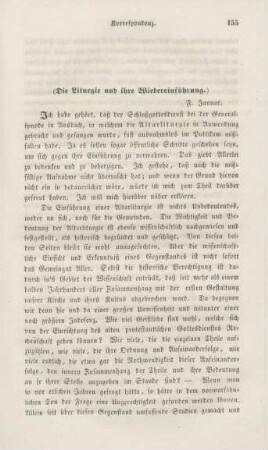 155-160 Korrespondenz : die Liturgie und ihre Wiedereinführung