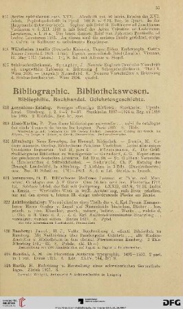 Bibliographie. Bibliothekswesen (Nr. 818-981)