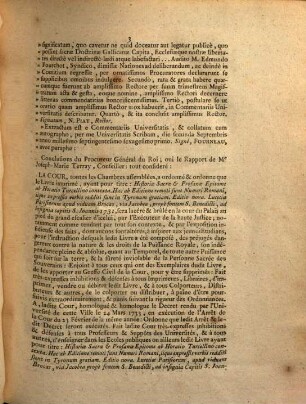 Arrest De La Cour De Parlement : Du trois Septembre 1761.